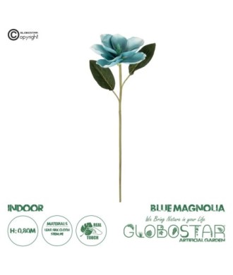 GloboStar® Artificial Garden BLUE MAGNOLIA BRANCH 21425 Τεχνητό Διακοσμητικό Κλαδί Μπλε Μανόλια Y80cm
